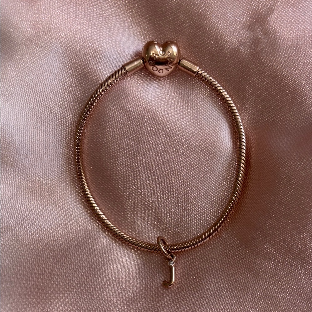 Pandora Rose Gold-Plated Heart Clasp Snake Chain Bracelet